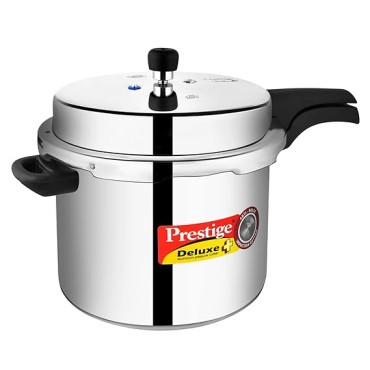 Prestige Deluxe Plus Induction Base Aluminium Outer Lid Pressure Cooker, 10 Litres, Silver, 10 Liter