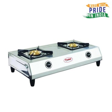 Prestige Agni Gas Stove Two Burner, Silver