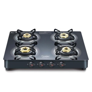 Prestige Royale Plus GT 04 Toughened Black Glass Top Gas Stove