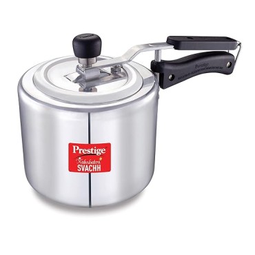 Prestige Nakshatra Plus Svachh Aluminium Straight Wall Inner Lid Pressure Cooker - Silver, 5 L, 5 Liter